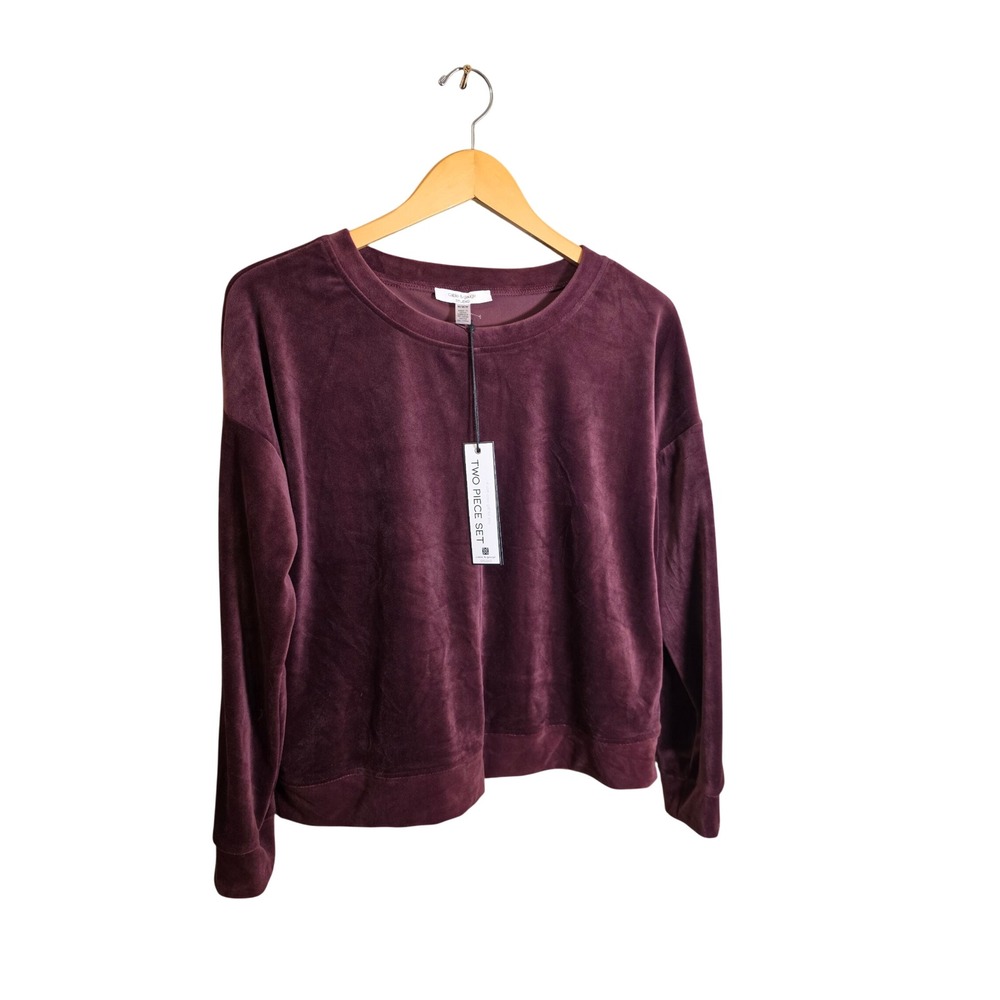 Cable & Gauge Studio Womens Velour Sweatshirt Plum Purple Size M NWT - Picture 2 of 7